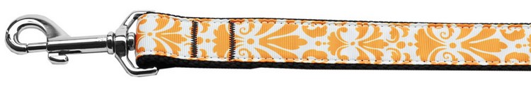 Damask Orange Nylon Dog Leash 5/8 inch wide 4ft Long